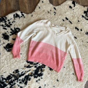 Pink and White Women's Sweater